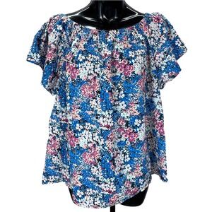 Textile Elizabeth and James Blue Floral Top Large Boho Cottage